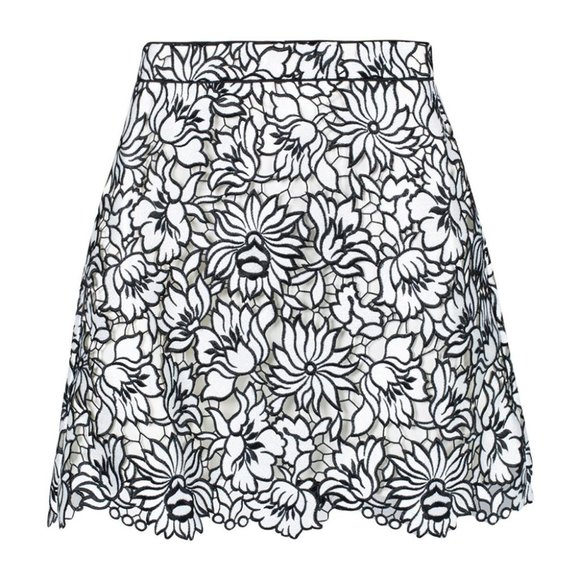 Self Portrait "Poppy" Floral Guipure Lace Skirt - Picture 1 of 11